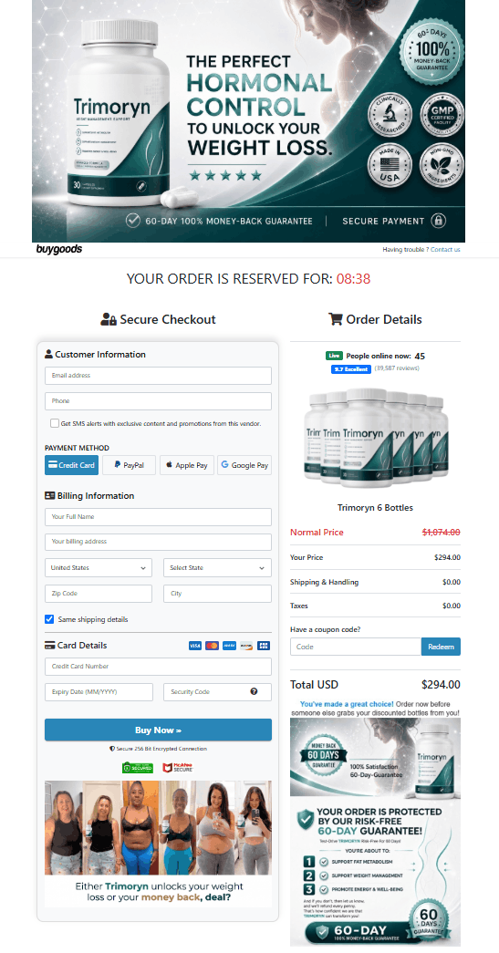Trimoryn order page